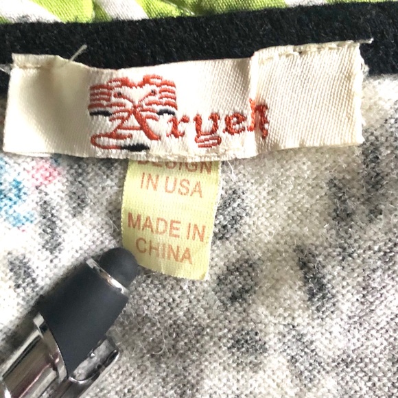 Aryeh Cream Brown Green Yellow Print Sweater Dress Anthropologie Keyhole Neck M - Picture 6 of 8